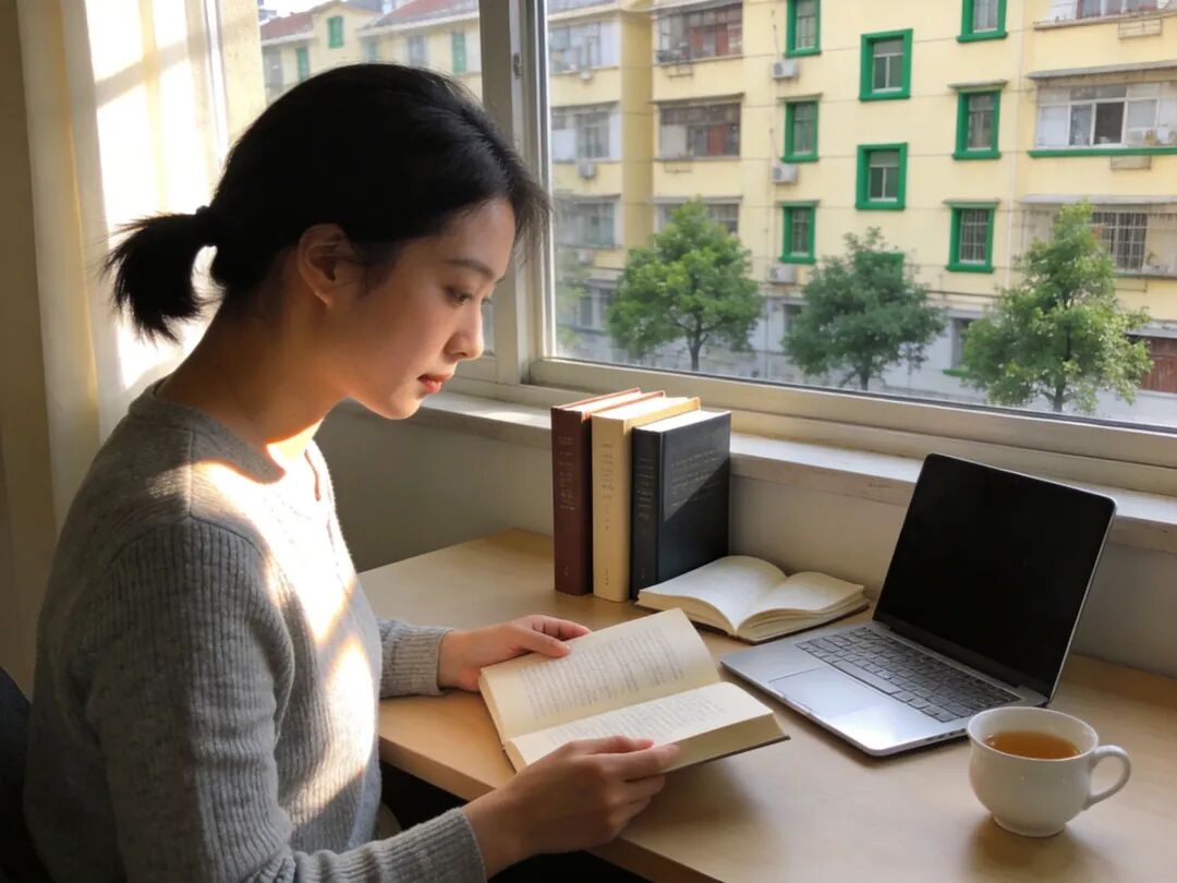 窗前读书学习